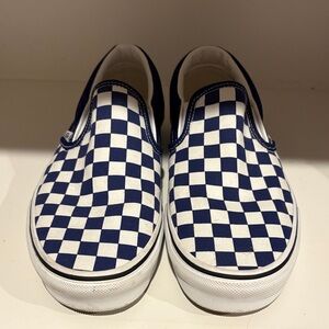 Vans Kids Navy Checkered Slip-On Sneakers